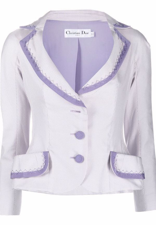 Christian Dior Pre-owned rutig enkelknäppt jacka från 2000-talet - Lila