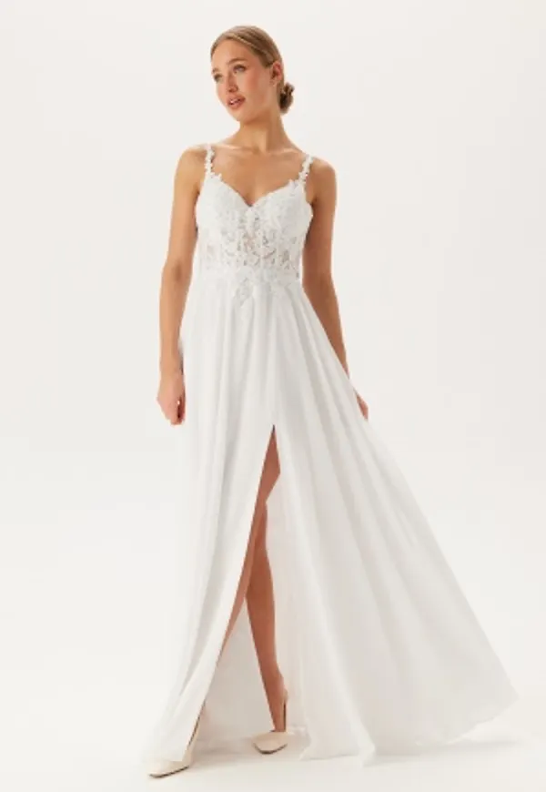 Christian Koehlert Chiffon Rhinestone Wedding Dress Snow White 36