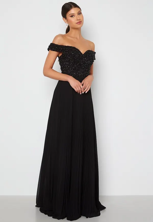 Christian Koehlert Evening Dress With Pleated Skirt Phantom Black 32