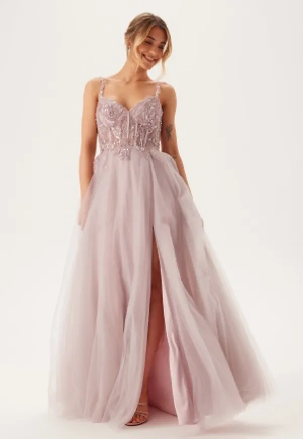 Christian Koehlert Glittering tulle evening dress with lacing Lavender Snow 42