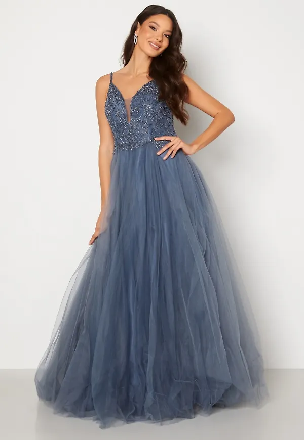 Christian Koehlert Lace Evening Dress Vintage Indigo 40