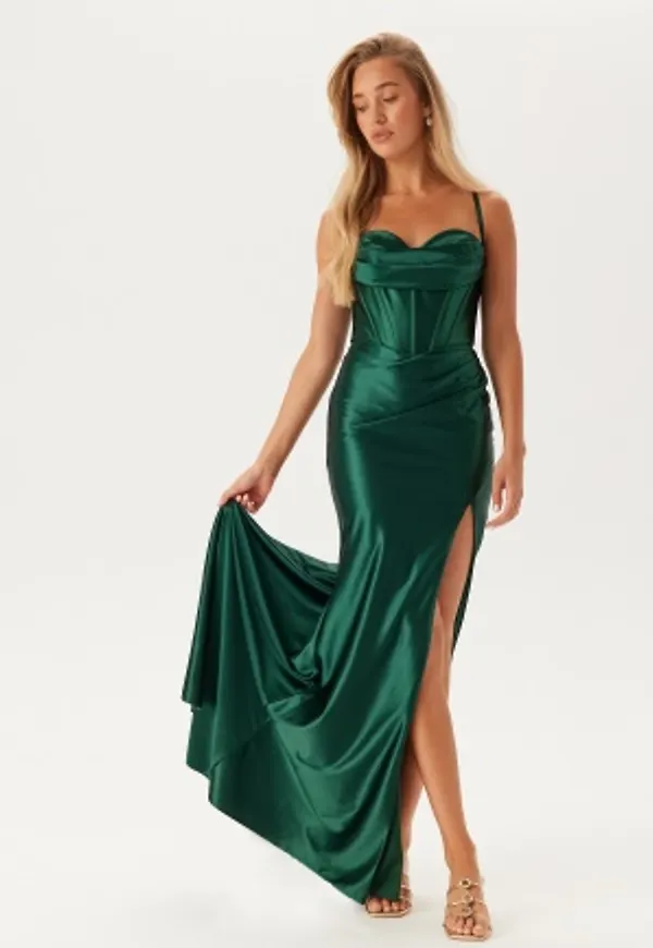 Christian Koehlert Satin Evening Dress Posy Green 40