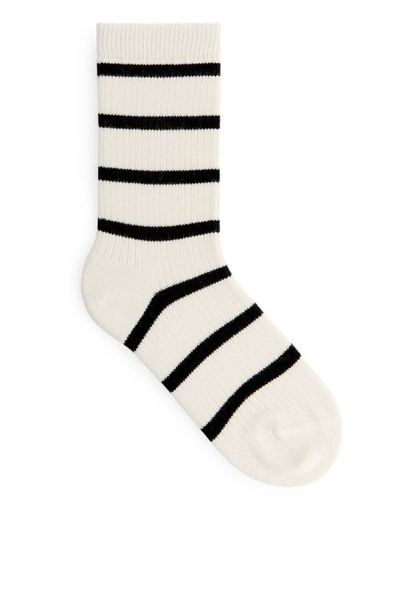 Chunky Cotton Rib Socks - White
