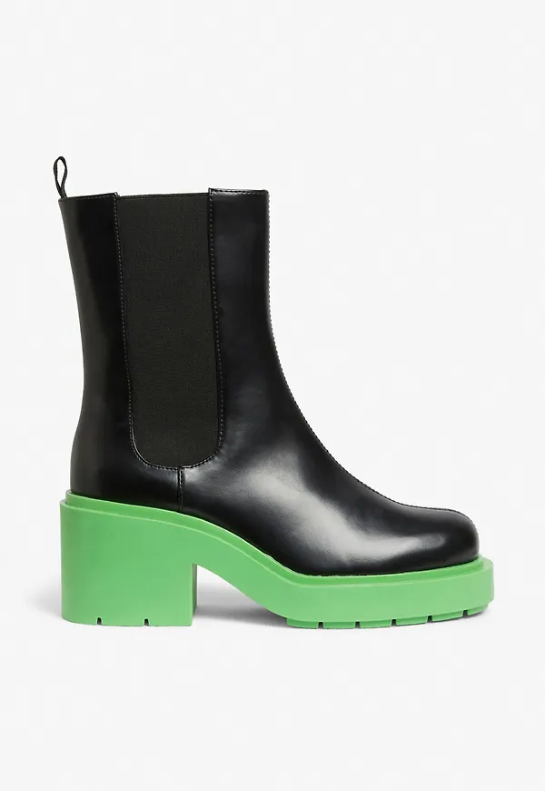 Chunky heel chelsea boots - Green