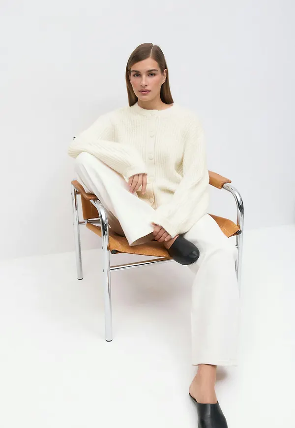 Gina Tricot - Chunky knitted cardigan - koftor & cardigans - Vit - XS - Dam