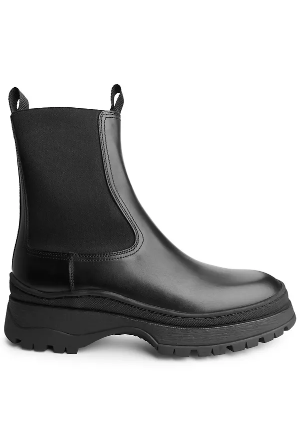 Chunky Leather Boots - Black