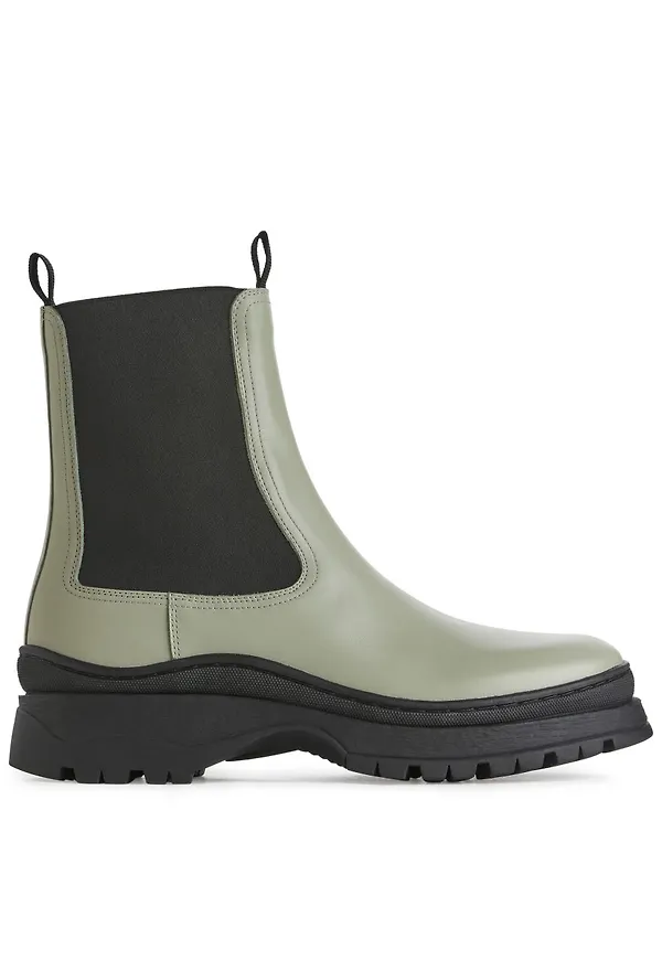 Chunky Leather Boots - Green