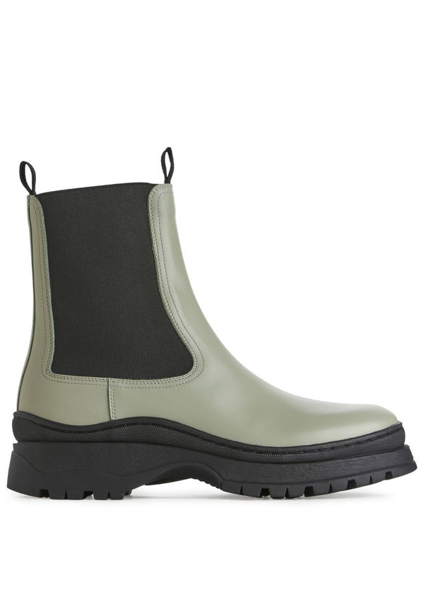 Chunky Leather Boots - Green