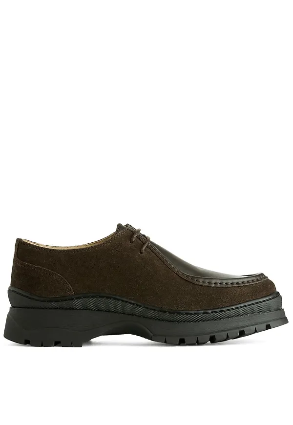 Chunky Leather Boots - Brown