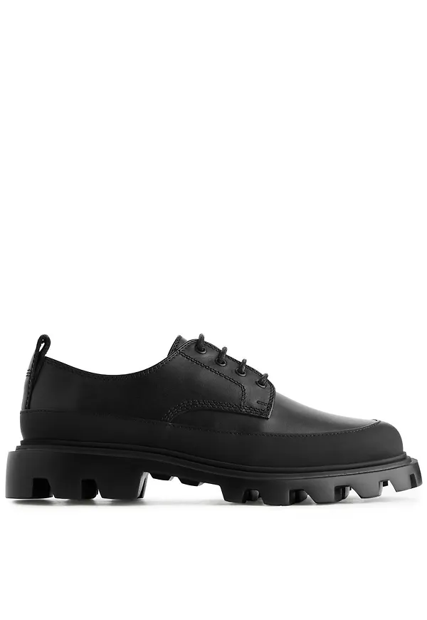 Chunky Leather Derby Shoes - Black