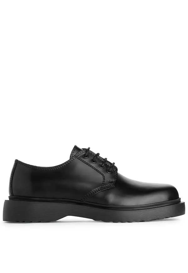 Chunky Leather Derby Shoes - Black