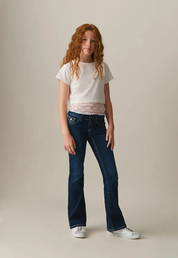 Gina Tricot - Chunky low flare jeans - low waist jeans - Blå - 164 - Tjej