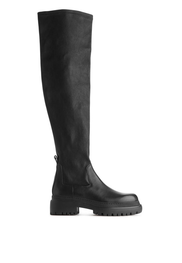 Chunky Over-the-Knee Boots - Black
