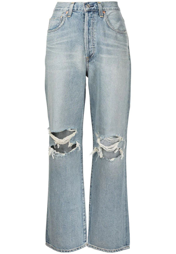 Citizens of Humanity Elle straight-jeans med hög midja - Blå