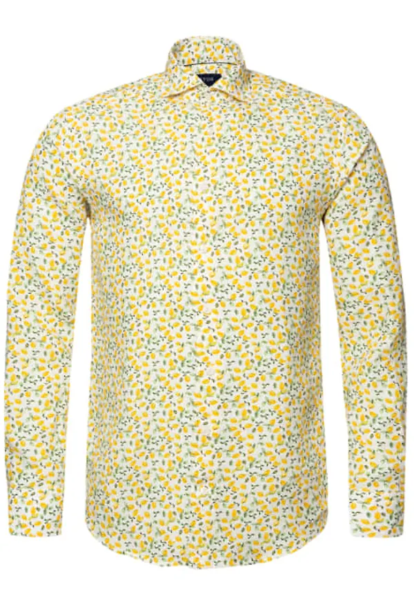 Citronmönstrad Linneskjorta Contemporary Fit