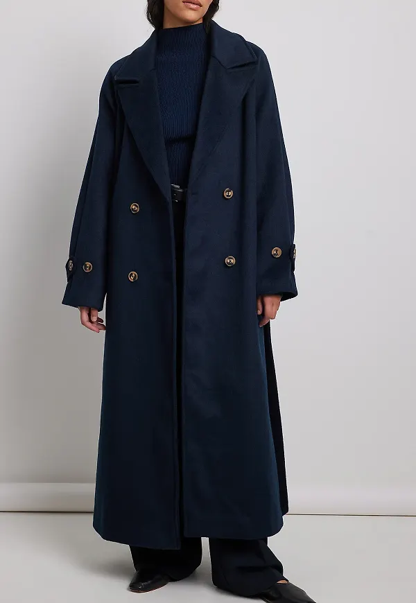 Claire Rose x NA-KD Trenchcoat i ullblandning - Blue