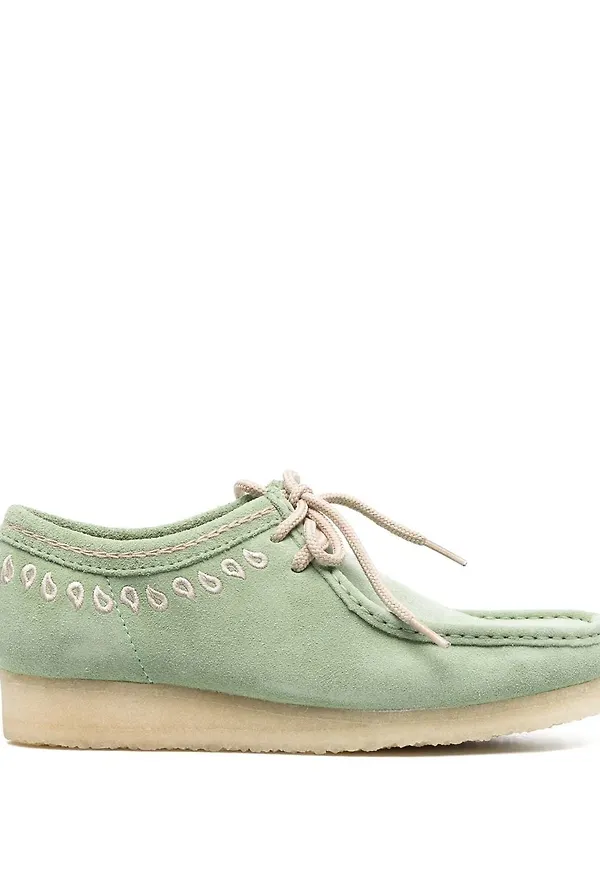Clarks Wallabee broderade seglarskor - Grön