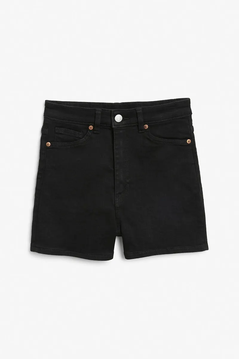 Classic high waist denim shorts - Black