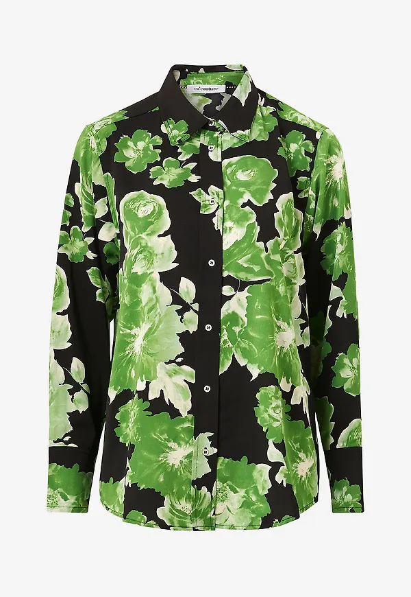 co'couture - Blus Green Rose Shirt - Grön