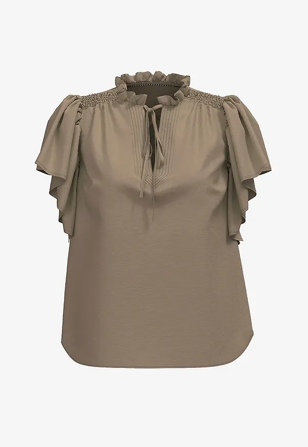 co'couture - Blus HeraCC SS Frill - Brun