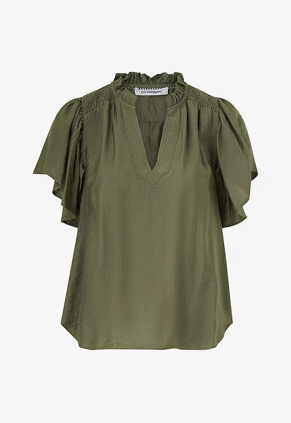 co'couture - Blus HeraCC SS Frill - Grön
