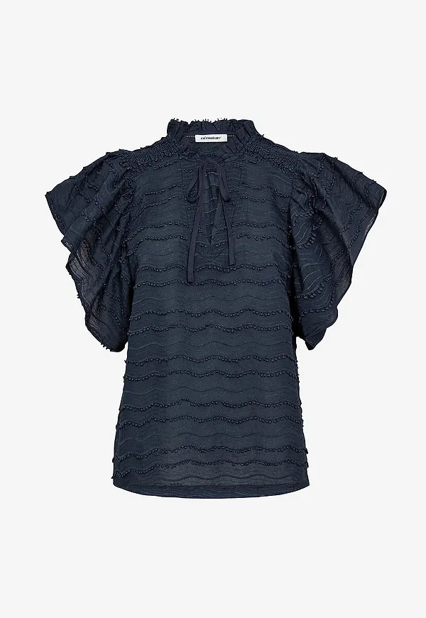 co'couture - Blus WavedingCC Frill Top - Blå