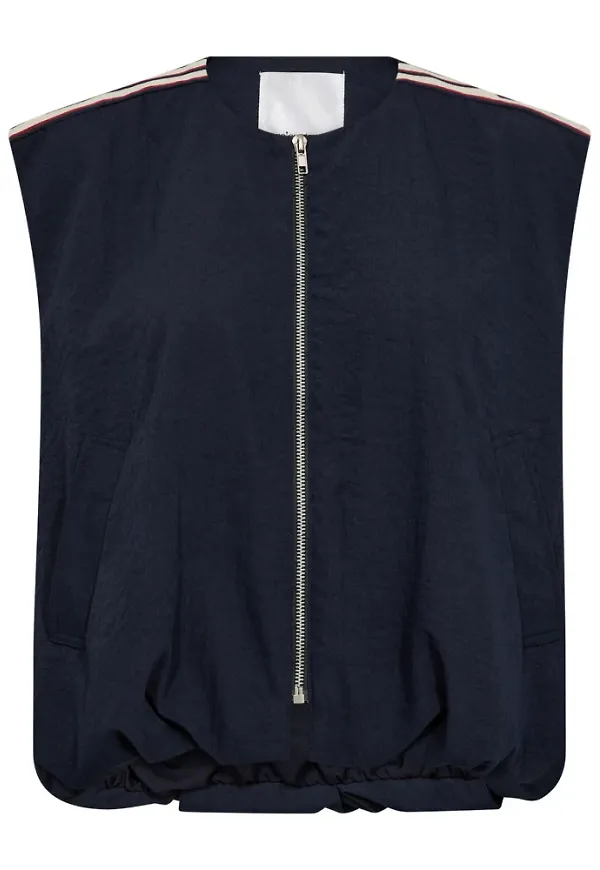 Co'Couture, Jacka, Dam, M, Polyester, Sportig Ballong Väst Jacka med Ränder