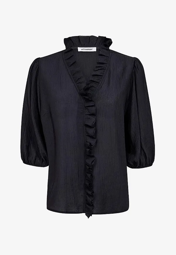 co'couture - Blus AnikaCC Frill SS - Blå