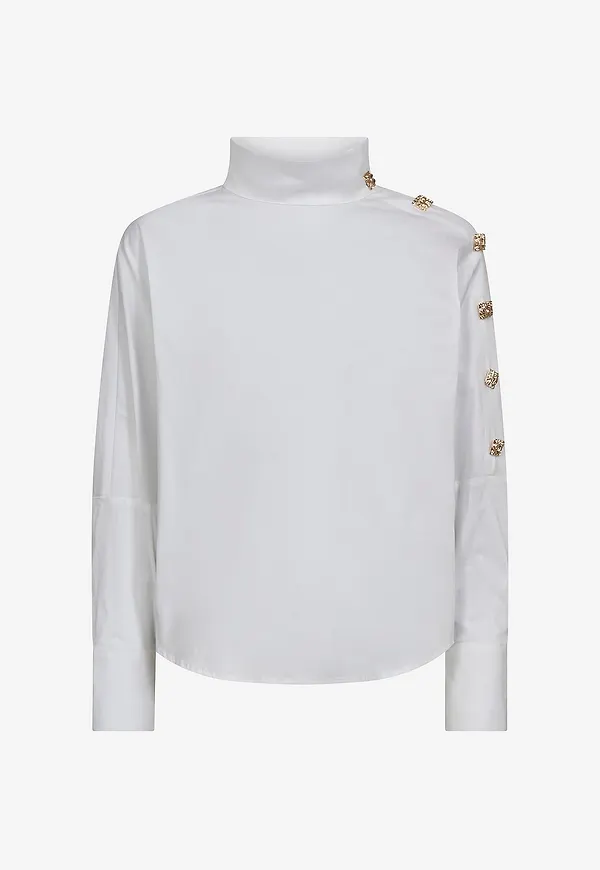 co'couture - Blus ccSanna Asym Button - Vit