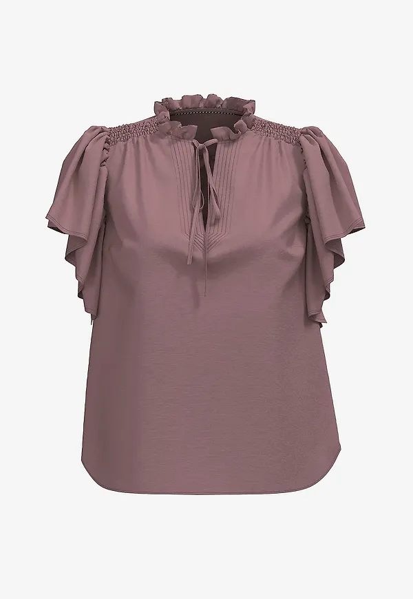 co'couture - Blus HeraCC SS Frill - Brun