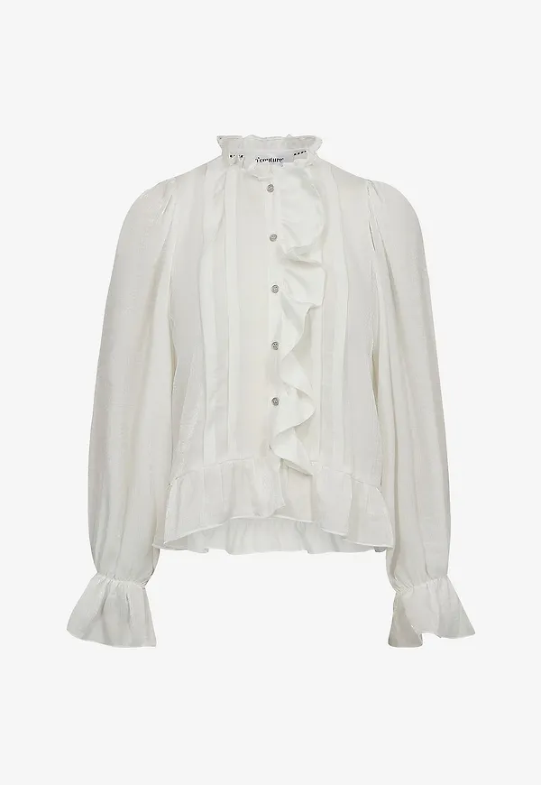 co'couture - Blus MelinaCC Frill Shirt - Vit