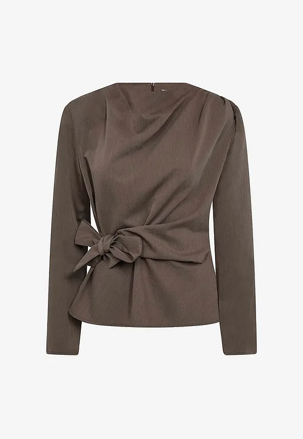 co'couture - Blus TengaCC Pleat Blouse - Brun