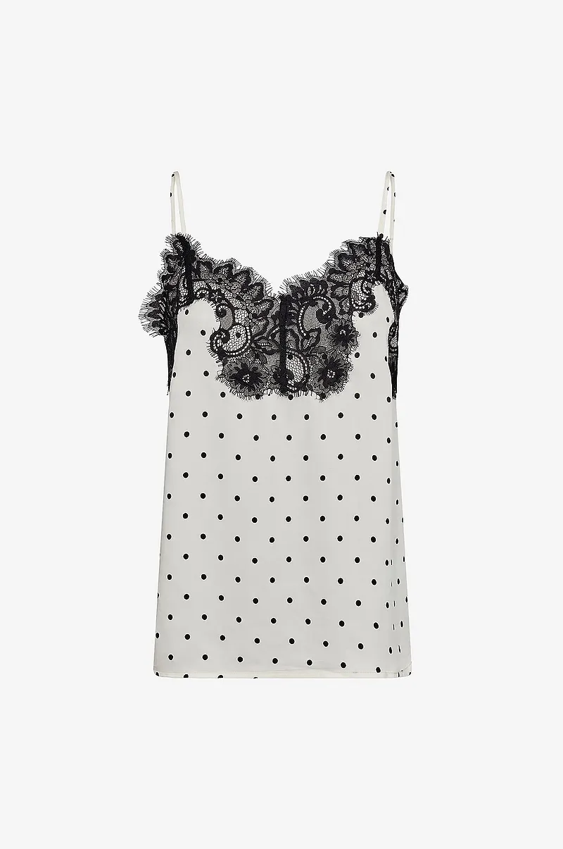 co’couture - Linne Amelicc Dot Lace Singlet - Natur