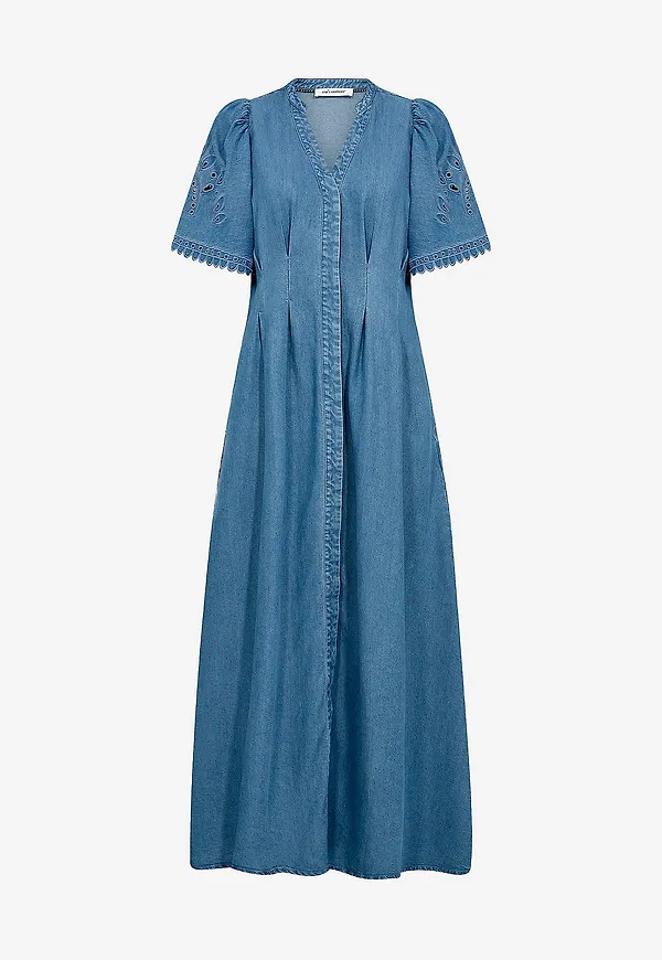 co'couture - Maxiklänning Tillycc Emb Pleat Dress - Blå