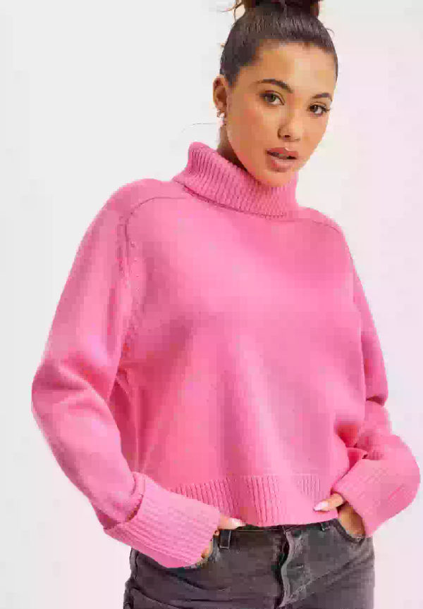 Co'couture Mero Crop Knit Grovstickade tröjor Pink