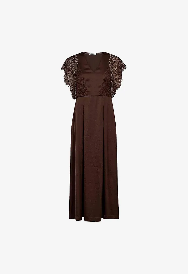co'couture - Satinklänning ccIdun Lace Dress - Brun