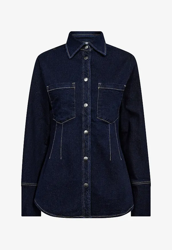 co’couture - Skjorta TheoCC Fitted Denim Shirt - Blå
