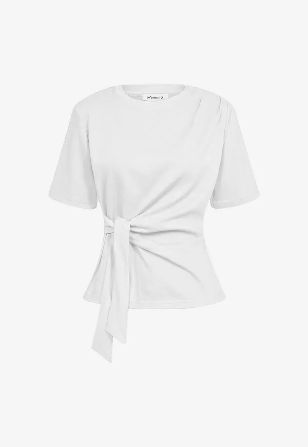 co’couture - Topp OrianeCC Pleat Tie Tee - Vit