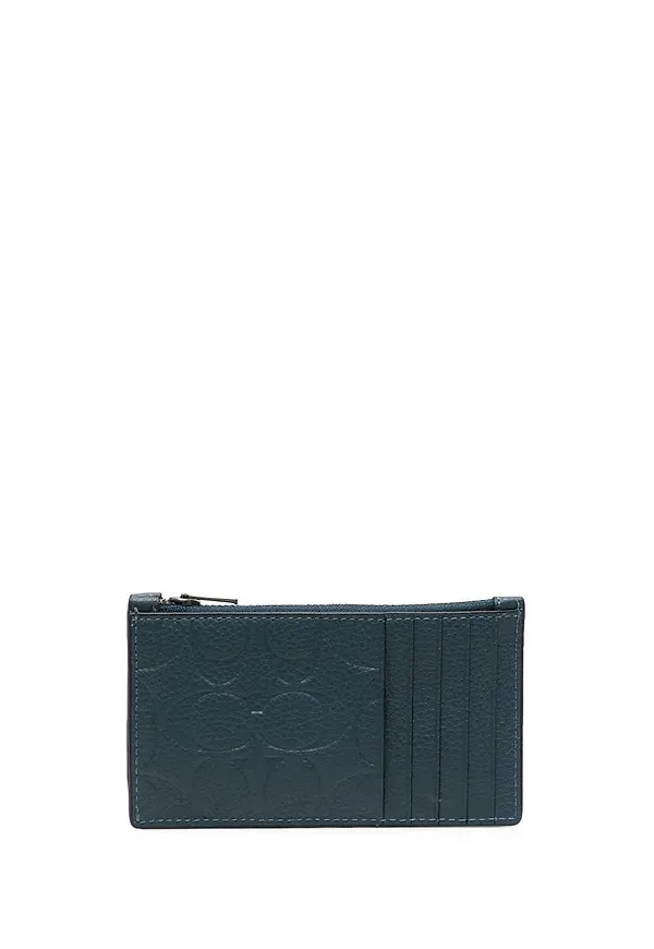 Coach läderplånbok med präglat monogram - Blå