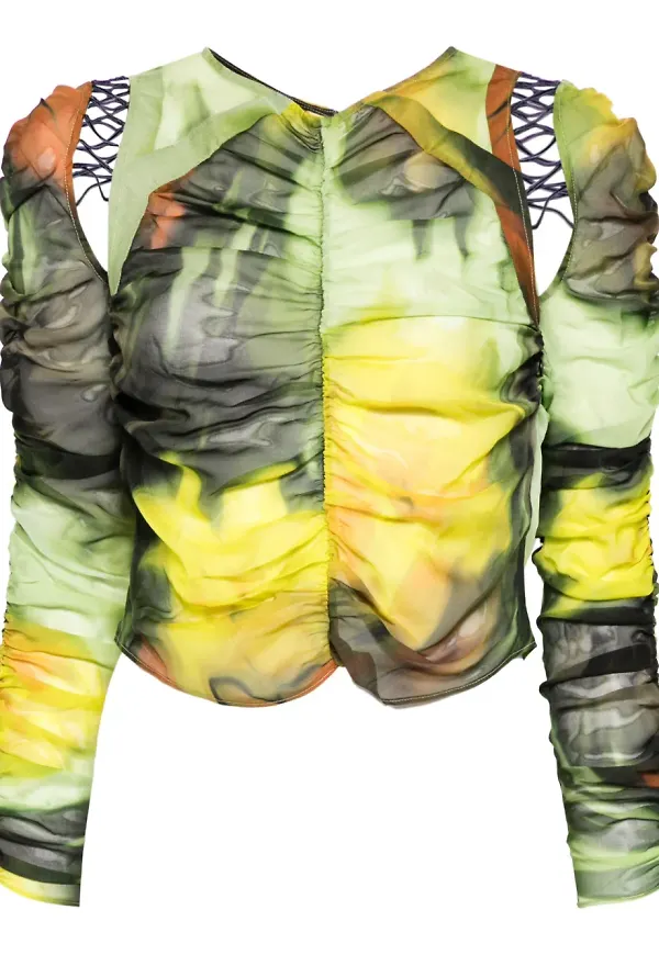 Collina Strada Melting bloom draperad topp - Gul
