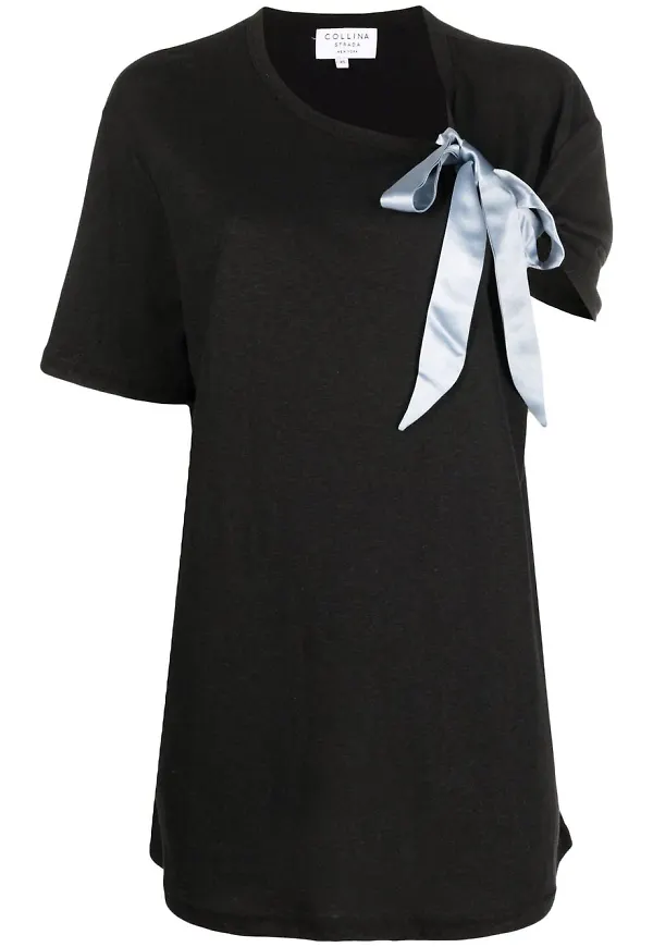Collina Strada t-shirt med rosettdetalj - Svart