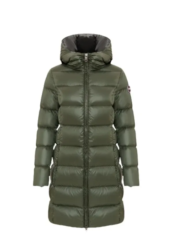 Colmar Long Iridescent Down Jacket With Fixed Hood Grön, Dam