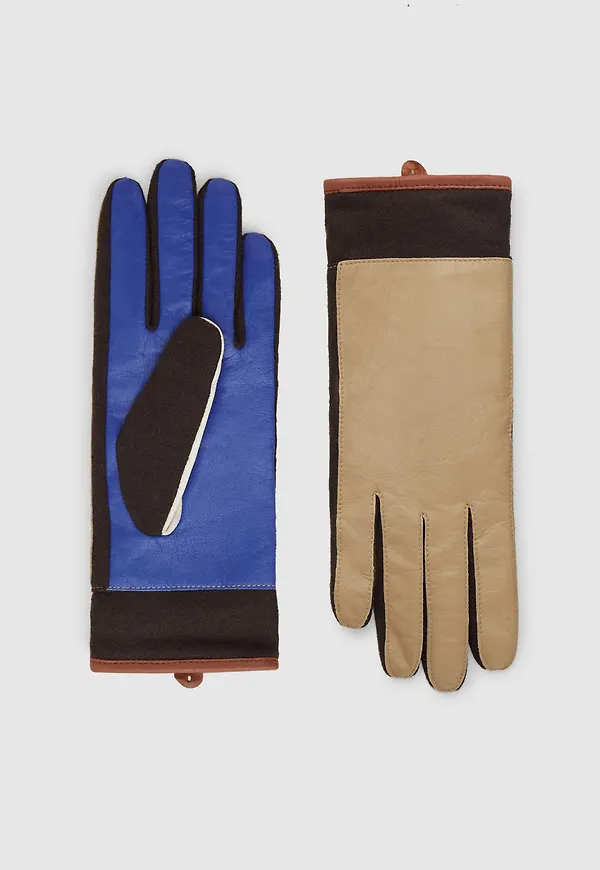 COLOUR-BLOCK LEATHER GLOVES