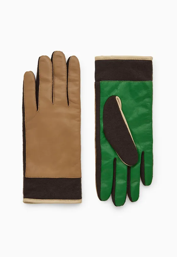 COLOUR-BLOCK LEATHER GLOVES