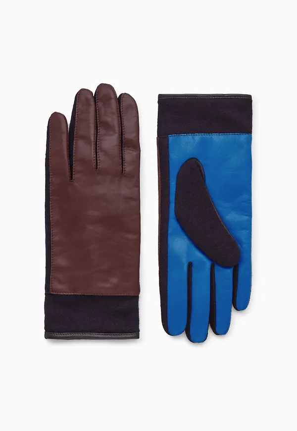 COLOUR-BLOCK LEATHER GLOVES