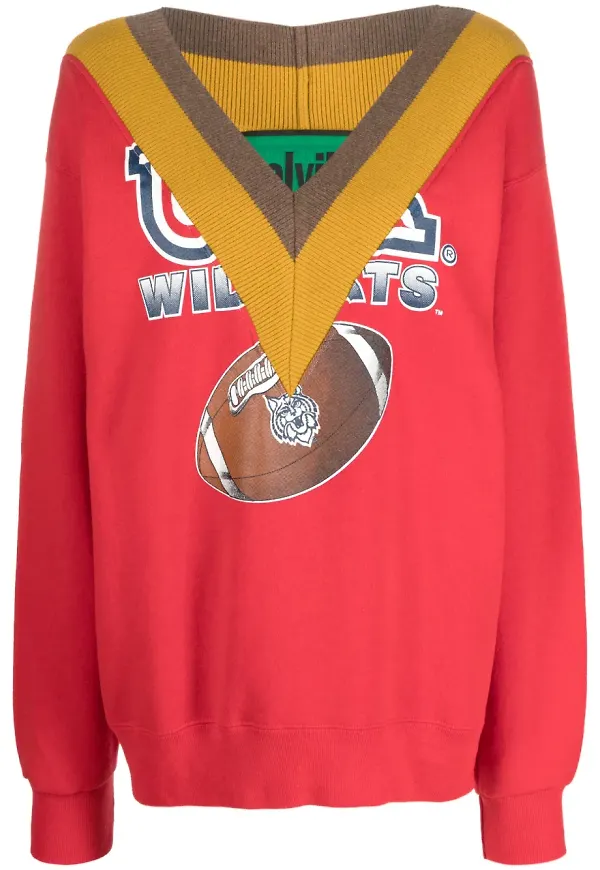 colville v-ringad sweatshirt med grafiskt tryck - Röd