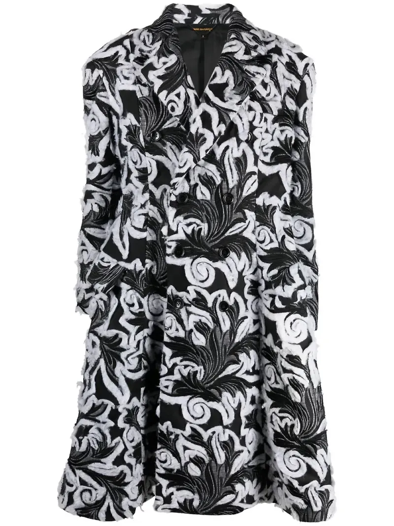 Comme Des Garçons blommig dubbelknäppt rock i jacquard - Svart