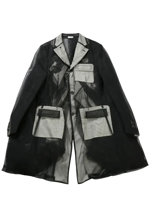 Comme des Garçons Homme Plus tulle-inserts jacket - Svart