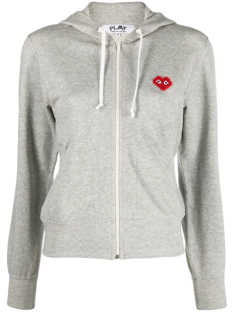 Comme Des Garçons Play hoodie med dragkedja - Grå