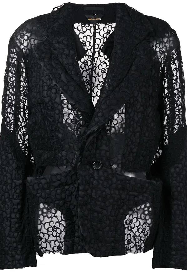 Comme Des Garçons blommig spetsjacka - Svart